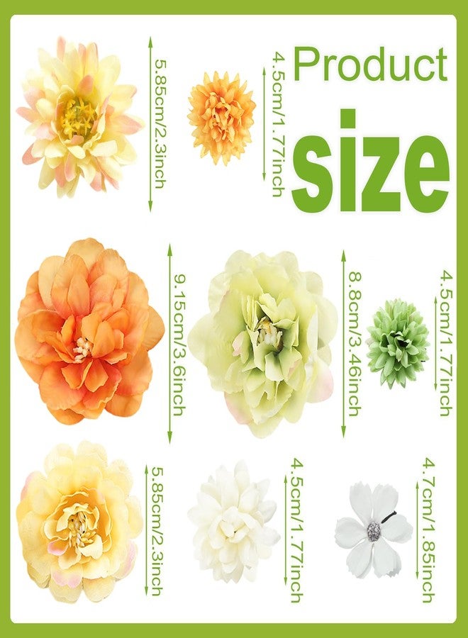 لابوهي 21 قطعة من مشابك الشعر الحريرية المزينة بالزهور، مشابك شعر نسائية أنيقة بنمط بوهيمي مزهر، مصنوعة يدوياً، إكسسوارات شعر للعروس، مشابك شعر على شكل وردة، إكسسوارات شعر لحفلات الزفاف (أخضر وأصفر). - Image 2